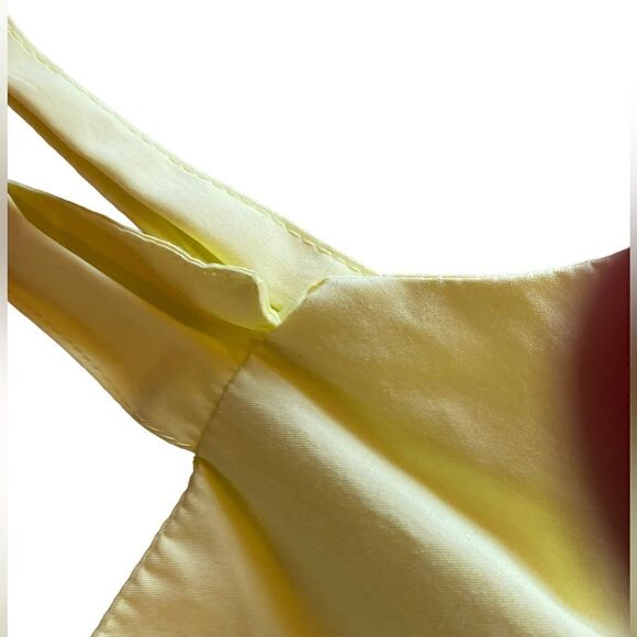 EUC Yellow Stradivarius Tiered PoplinMidi Dress with Bunny Ties - Picture 8 of 9